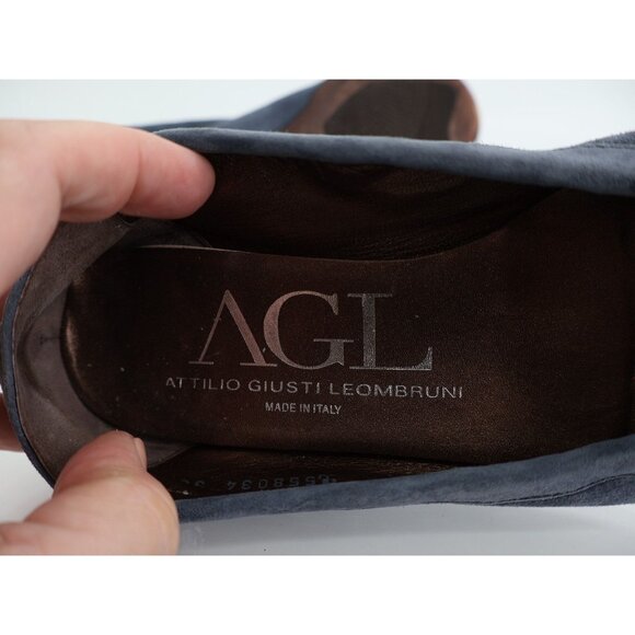 AGL Italy Monika Ballet Flat Women Size 36.5 6.5 Blue Leather Shoe Elegant Comfy - Picture 10 of 12